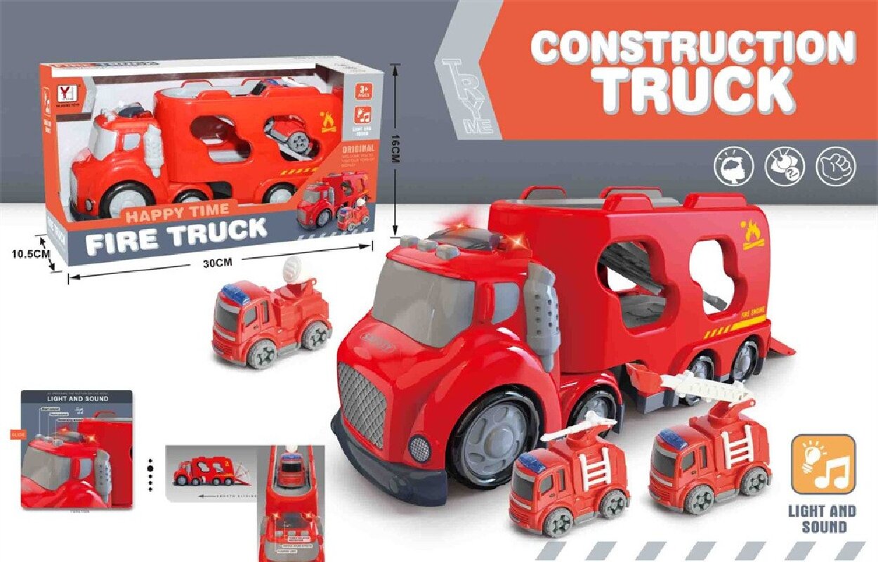 Sliding sound and light cartoon fire trailer details Picture