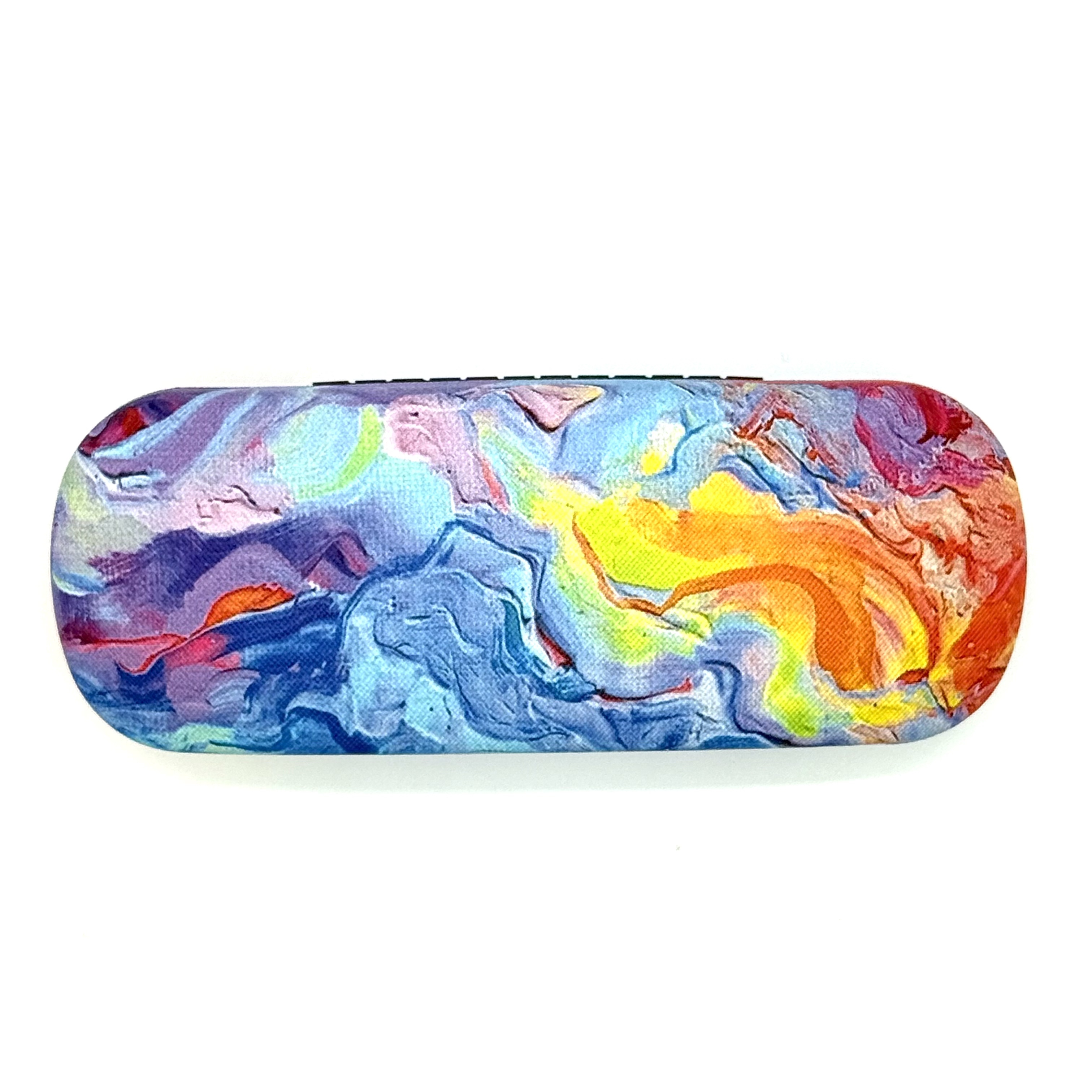 Oil painting pattern color-printed leather glasses case, optical glasses, myopia glasses, reading glasses case details Picture