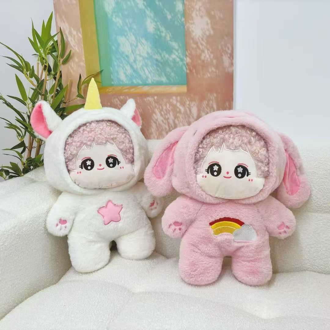 Cute plush toys for kids, each with its own unique little design, featuring cow patterns, unicorn horns, rainbow decorations... details Picture