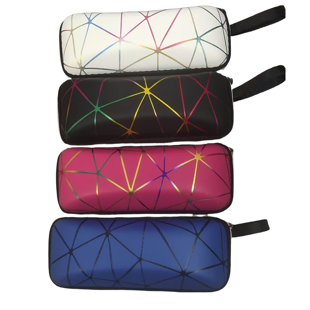 Leather triangular pattern sunglasses zipper case