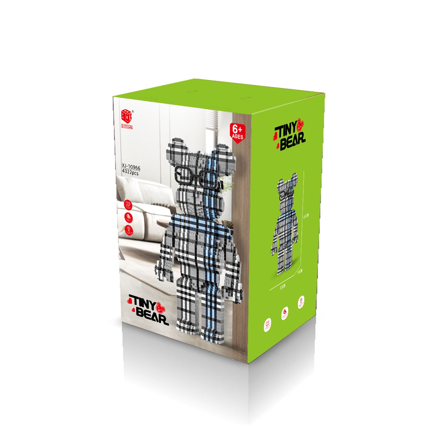 积木玩具小熊模型履带坦克拼装玩具适合儿童积木摆件益智玩具