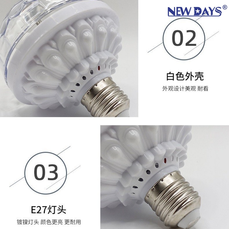 NEWDAYS brand cross border new LED blanco creativo color rotary stage light home flash color cambio de color luces de atmósfera decoración de vacaciones cristal bola mágica luz Specification image