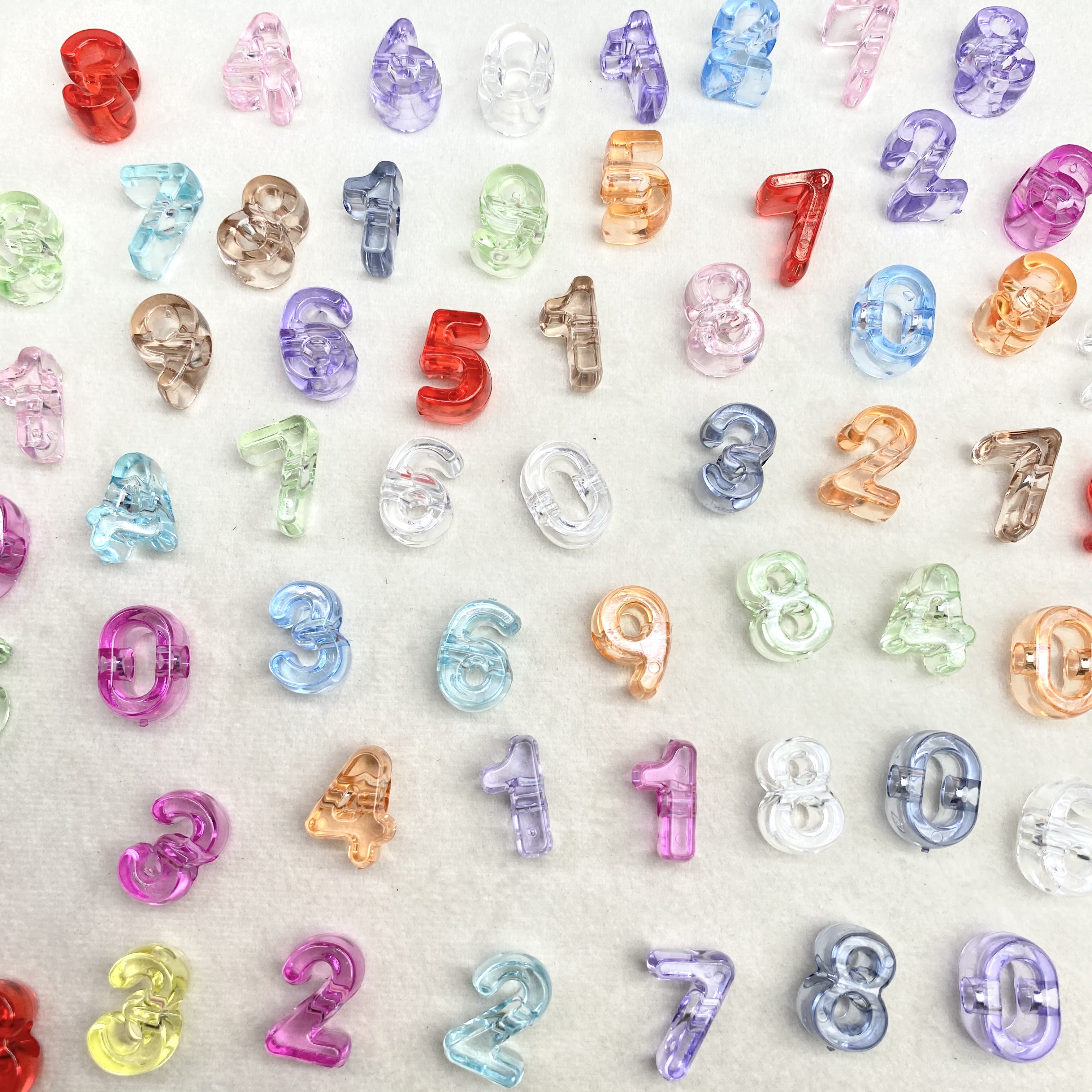 亚克力透明阿拉伯数字珠子diy/手机链钥匙扣包挂车载挂件饰品配件材料散珠