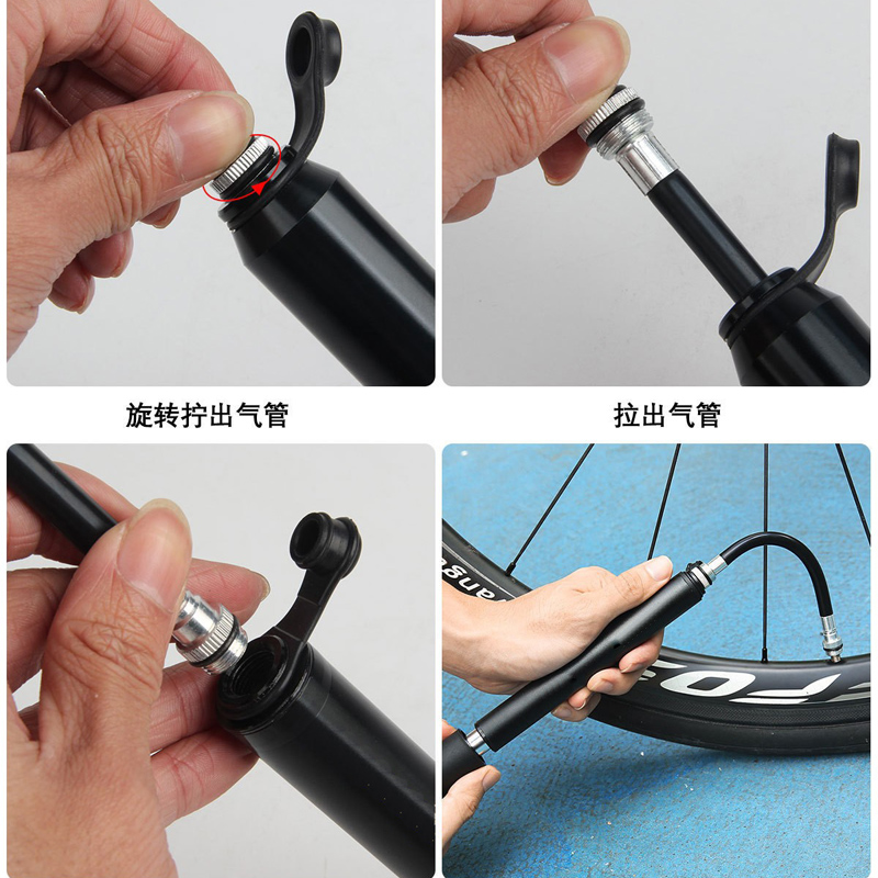BM2107 Mini air Pump, portable bicycle air pump, mountain bike aluminum alloy air pump with a French-American nozzle Item Picture