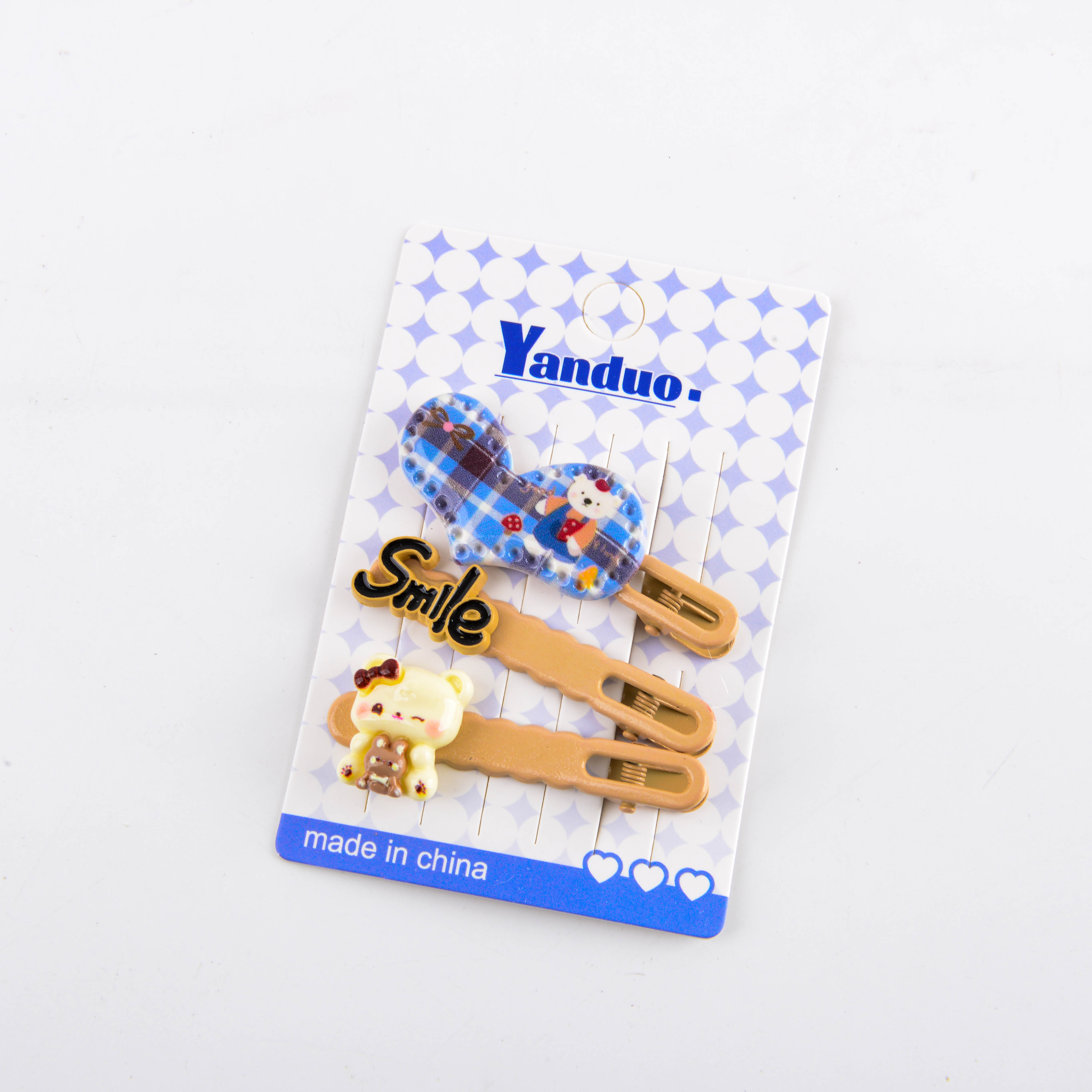 New Korean-style fabric checkered baby girl baby cartoon cute bow children's BB clip and sweet broken hair bangs clip details Picture