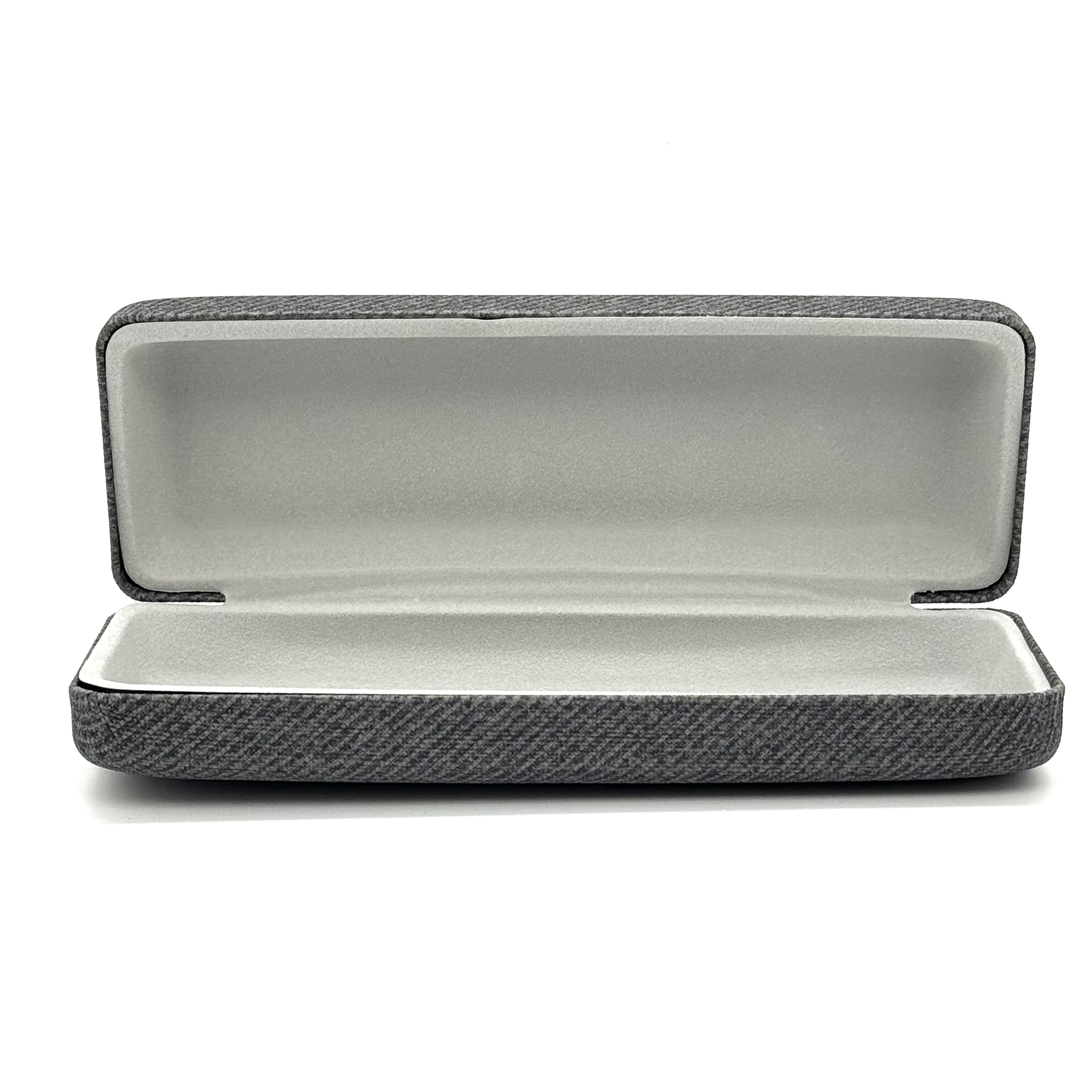 Fabric-textured grey leather glasses case, reading glasses, optical glasses, myopia glasses case Specification drawing