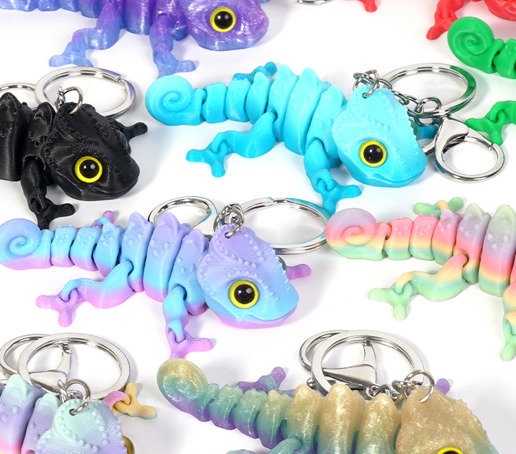 3d打印萌眼变色龙立体钥匙扣书包小挂件礼品小饰品配件厂家批货详情7