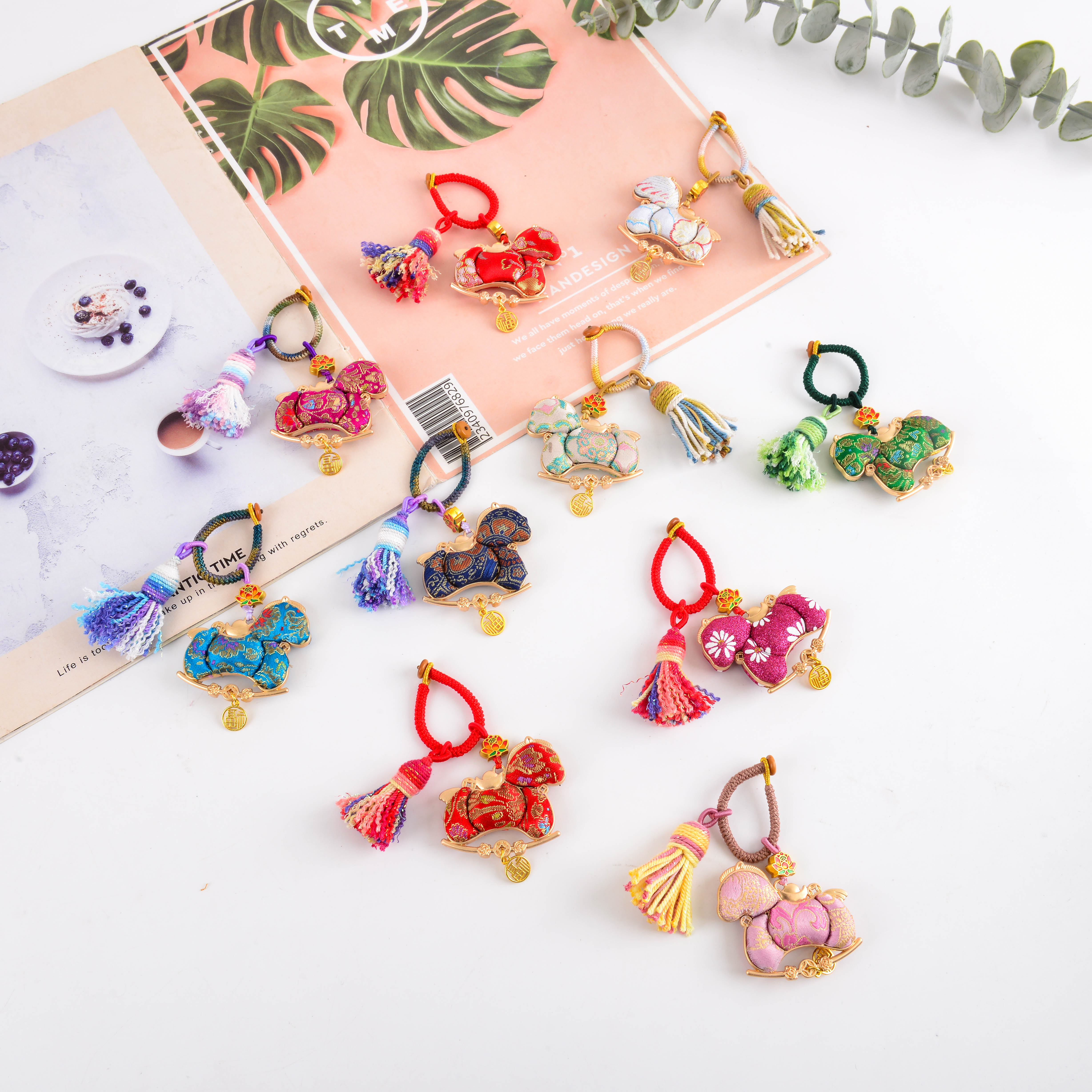 马年国风新中式非遗宋锦彩须车挂钥匙扣，一个起批。