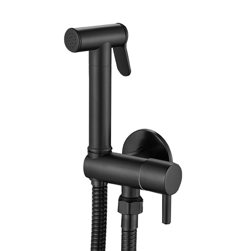 圣洁马桶喷枪锌合金妇洗器圆形不锈钢软管增压妇洗器开关卫生间马桶伴侣