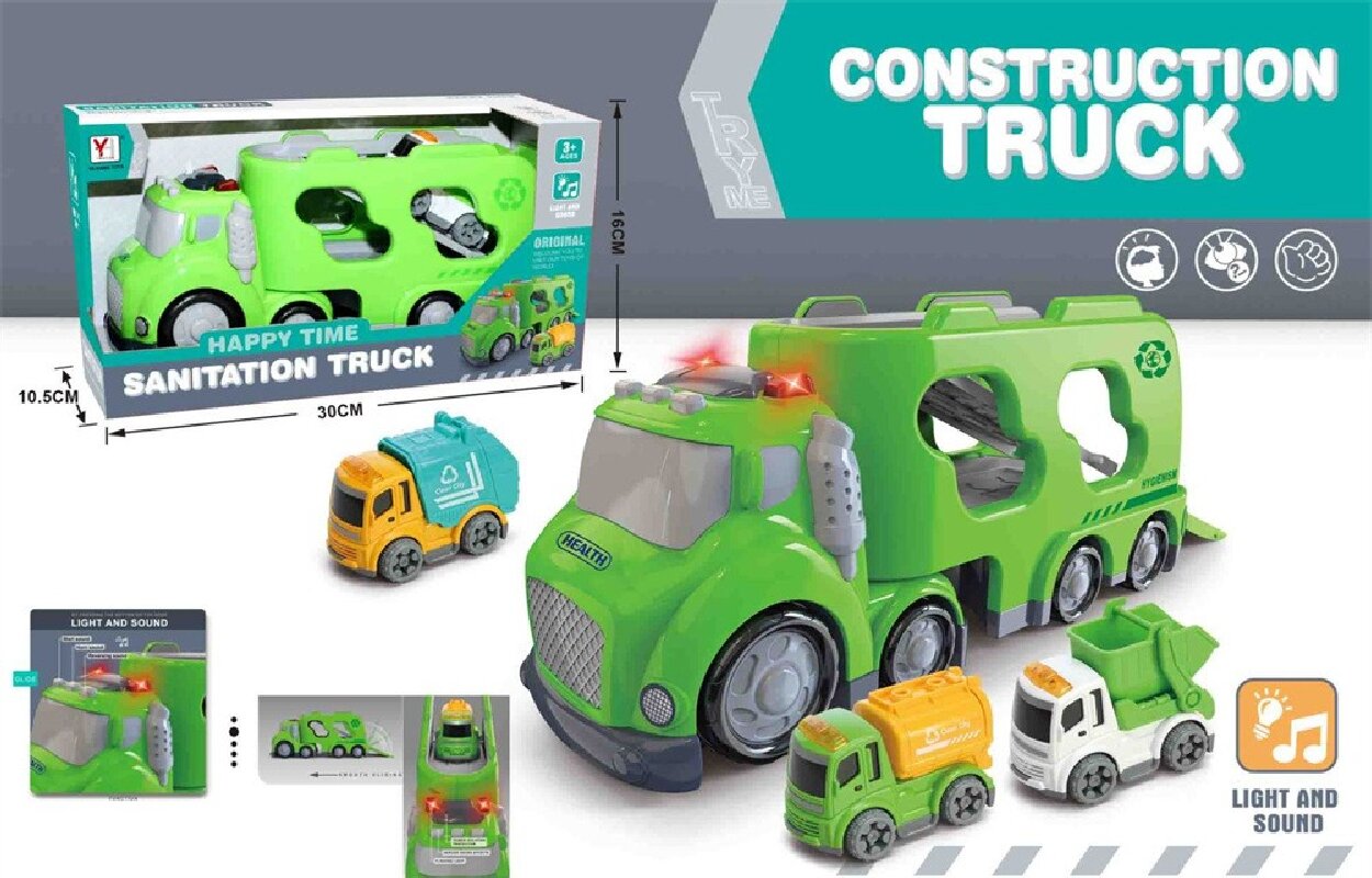 Sliding sound and light cartoon sanitation tractor truck Specification drawing