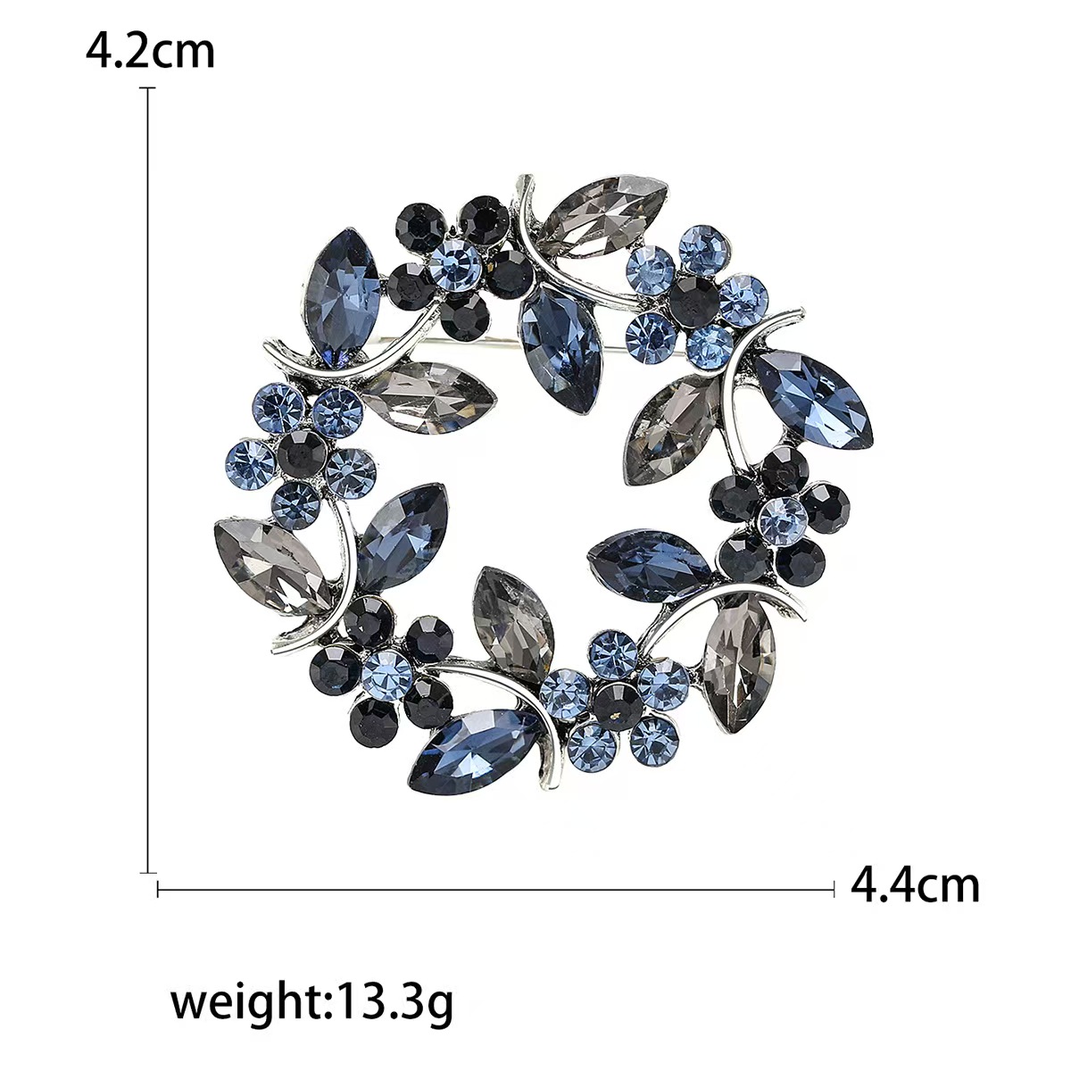 Cross-border olive branch wreath crystal brooch, European and Korean version wholesale crystal diamond-encrusted olive branch brooch ring clothing accessories Application Scenario