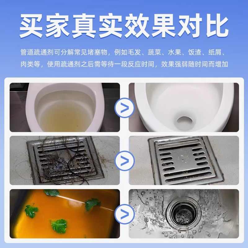 Candor Swan Pipe Unclogging Agent can dissolve hair, tea residue, food residue, grease and sludge. It is a sewer unclogging agent pic 16