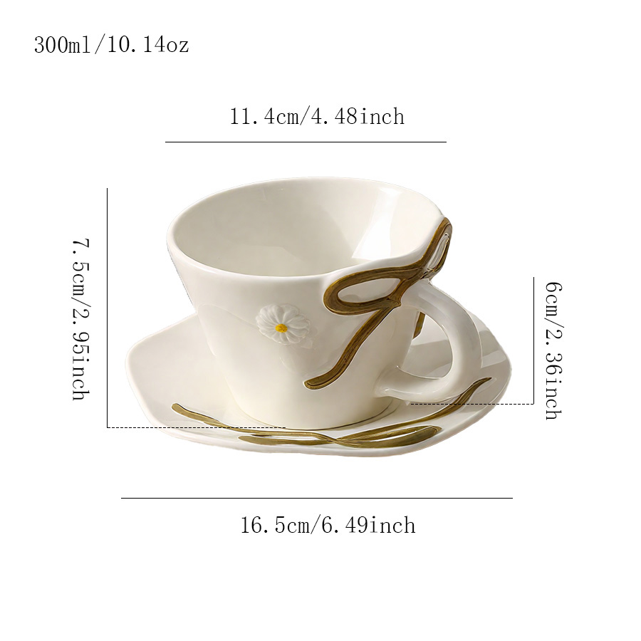 陶瓷杯蝶咖啡杯茶杯水杯伴手礼宾馆酒店儿童牛奶热饮ins风印花喝茶带手柄可定制个人活动三口花卉可爱大容量繁花怀旧带盖釉上彩