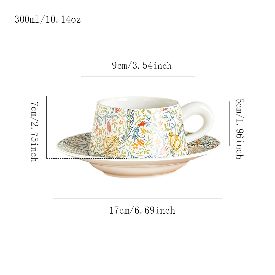 陶瓷杯蝶水杯茶杯马克杯牛奶杯咖啡杯高颜值可爱微波炉大容量花卉冷饮伴手礼景德镇LOGO手工釉上彩儿童茶水带手柄情侣轻奢素烧
