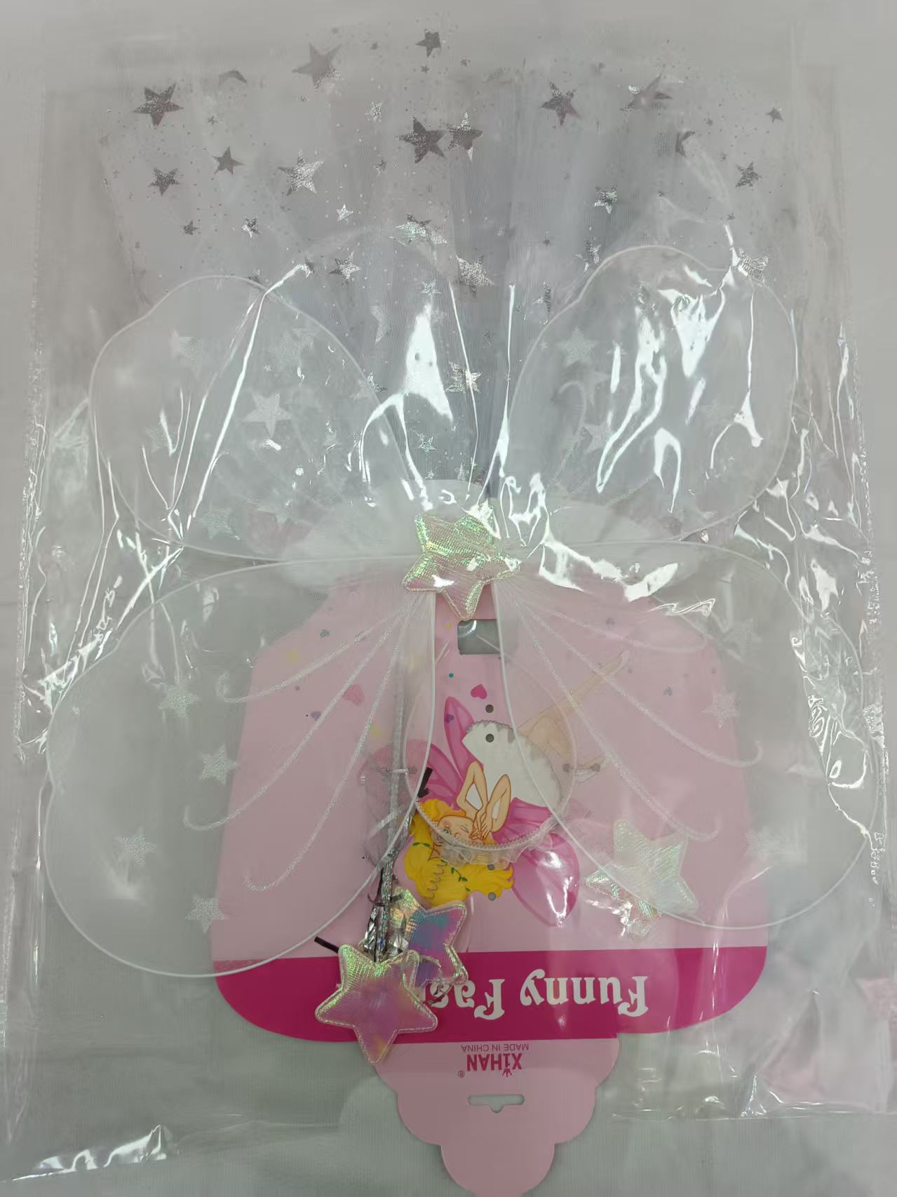 粉色蝴蝶结发饰透明翅膀发夹甜美可爱儿童发饰发卡头饰装扮配饰