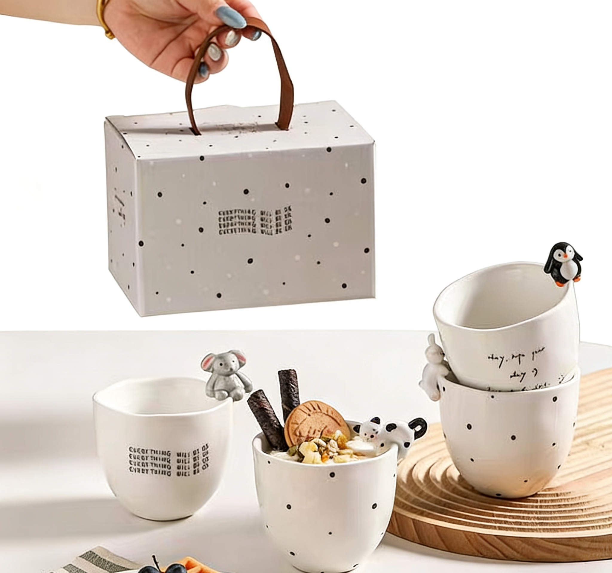 治愈系立体萌宠马克杯 礼盒装动物咖啡杯 情侣闺蜜伴手礼白底实物图