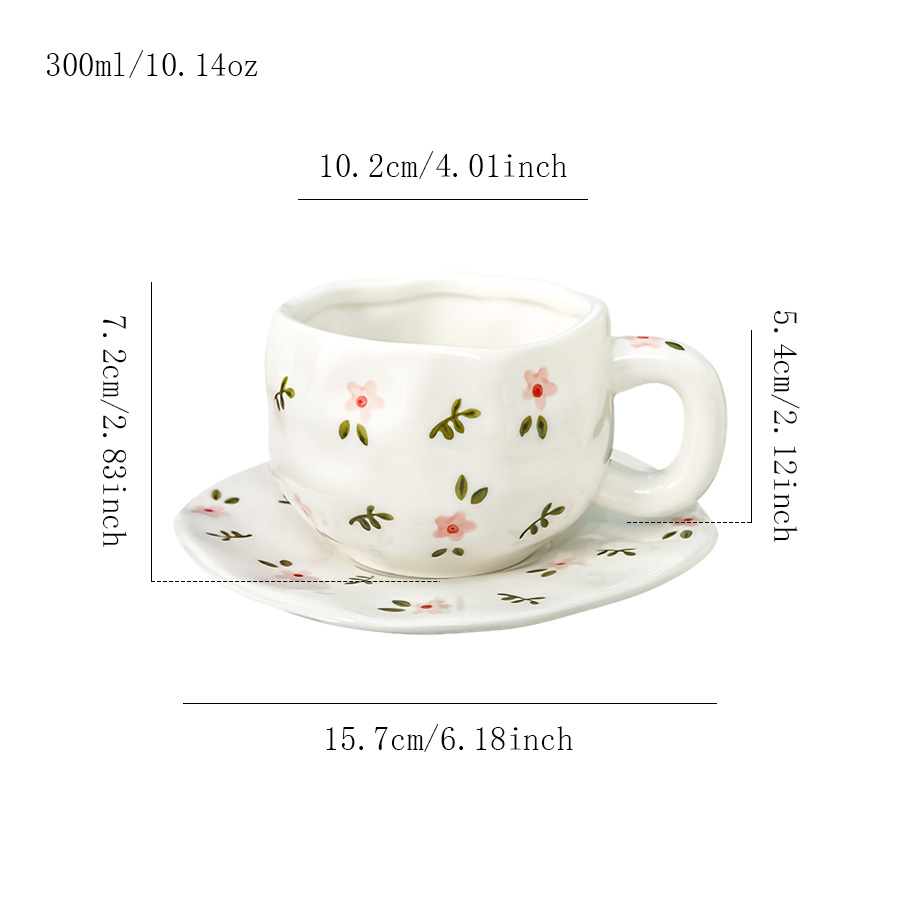 陶瓷杯蝶马克杯水杯套装牛奶杯素烧花卉麦片微波炉带盖礼品过滤创意喝水羊脂玉牛奶哑光喝茶LOGO女手工色釉轻奢复古泡茶纯白色