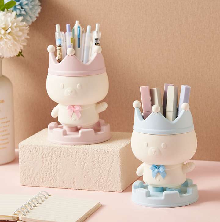 皇冠娃娃笔筒桌面办公室文创收纳用品