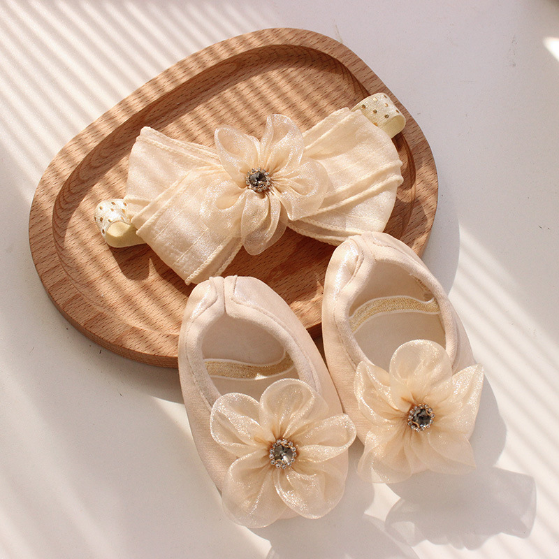 Baby diadema calcetines set niños adorables lazo peluquería flores bebé recién nacido luna llena tocados mujer Item Picture