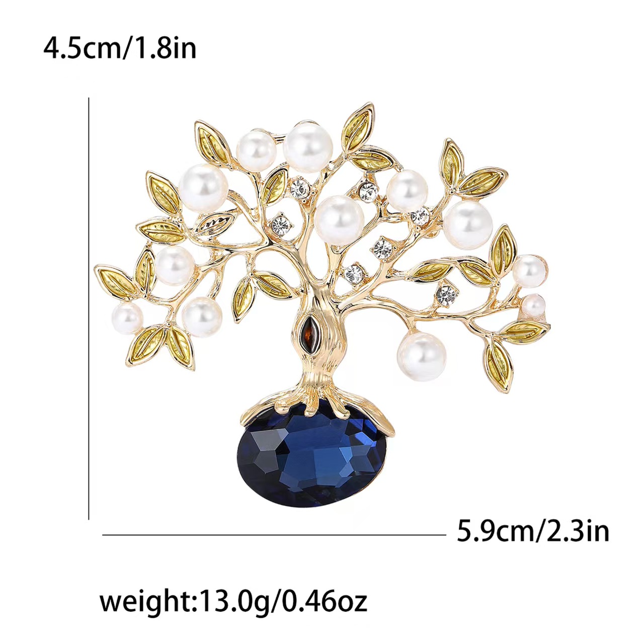 European and American fashion and creative pearl water diamond New Year fortune tree brooch, exquisite and versatile men's and women's clothing brooch accessory pin Application Scenario