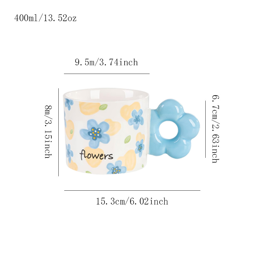 陶瓷杯咖啡杯杯子水杯马克杯茶杯釉下彩花卉创意亲子色釉儿童设计感印花防尘情侣马卡龙怀旧一家高温羊脂玉四口麦片三口LOGO