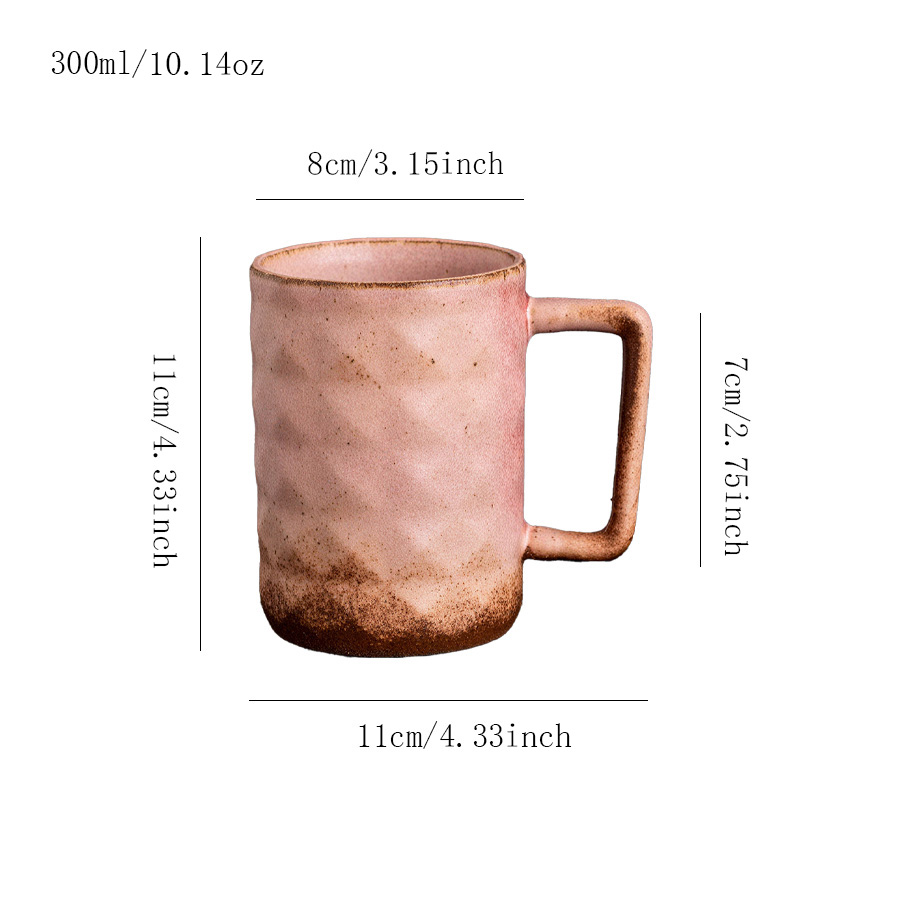 陶瓷杯牛奶杯杯子茶杯马克杯马卡龙民宿手工印花礼品纯白色试饮一家刻花热饮复古燕麦高颜值微波炉四口陶瓷釉下彩早餐过滤设计感女