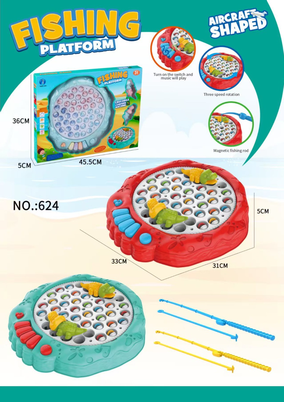TK84630 2PCS Crocodile fishing 45PCS fish electric platform