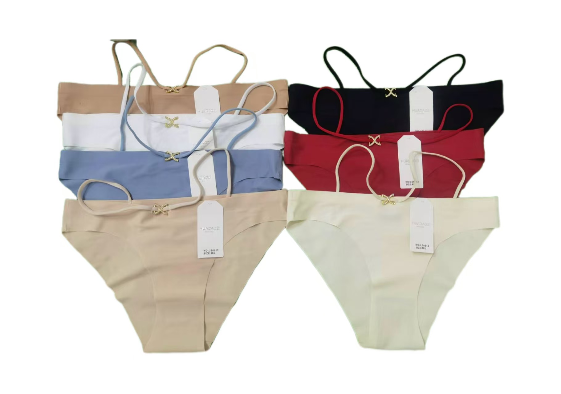 100# European and American women's breathable, comfortable, mid-low waist, sexy, seamless triangle pants, ice silk underwear QNI details Picture