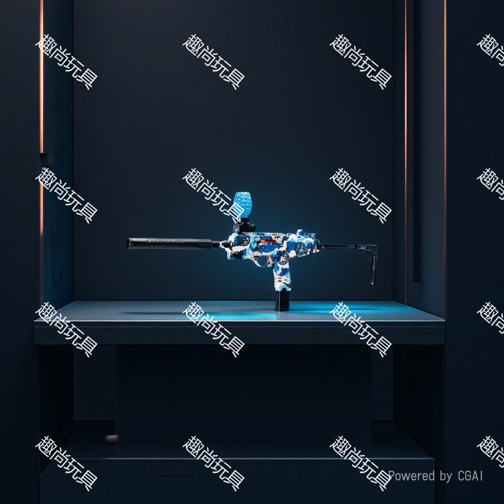 The blue MP9 automatic hand-held electric graffiti water jet gun is a children's toy submachine gun suitable for boys. It is safe, durable and full of fun Specification image
