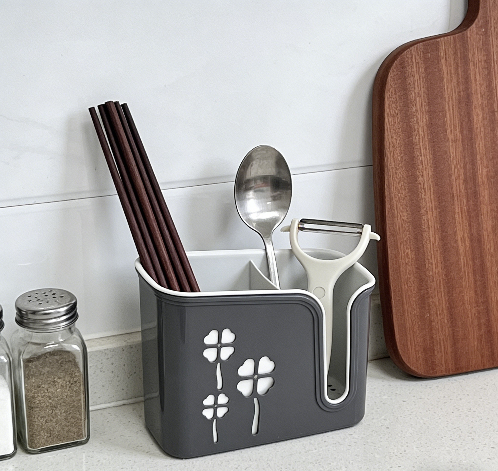 笑脸筷笼多功能筷子筒塑料筷托沥水家用餐具置物架筷勺收纳