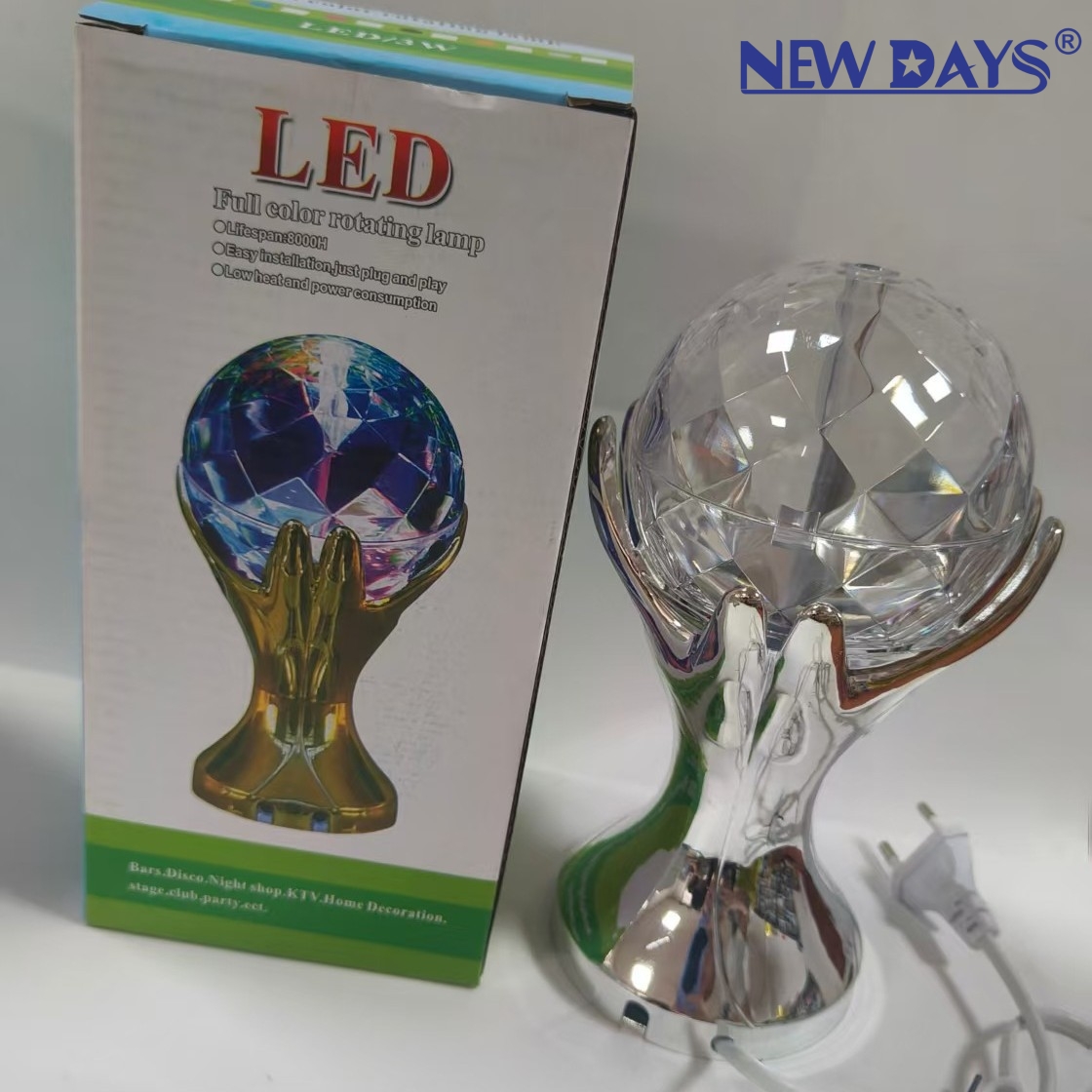 أضواء المسرح الدائرية الجديدة من طراز LED 7 RGB من طراز Newdays العابرة للحدود، والمصابيح الفلاش ذات الألوان المتغيرة، والمصابيح الكريستال الكريستال الحزبية details Picture