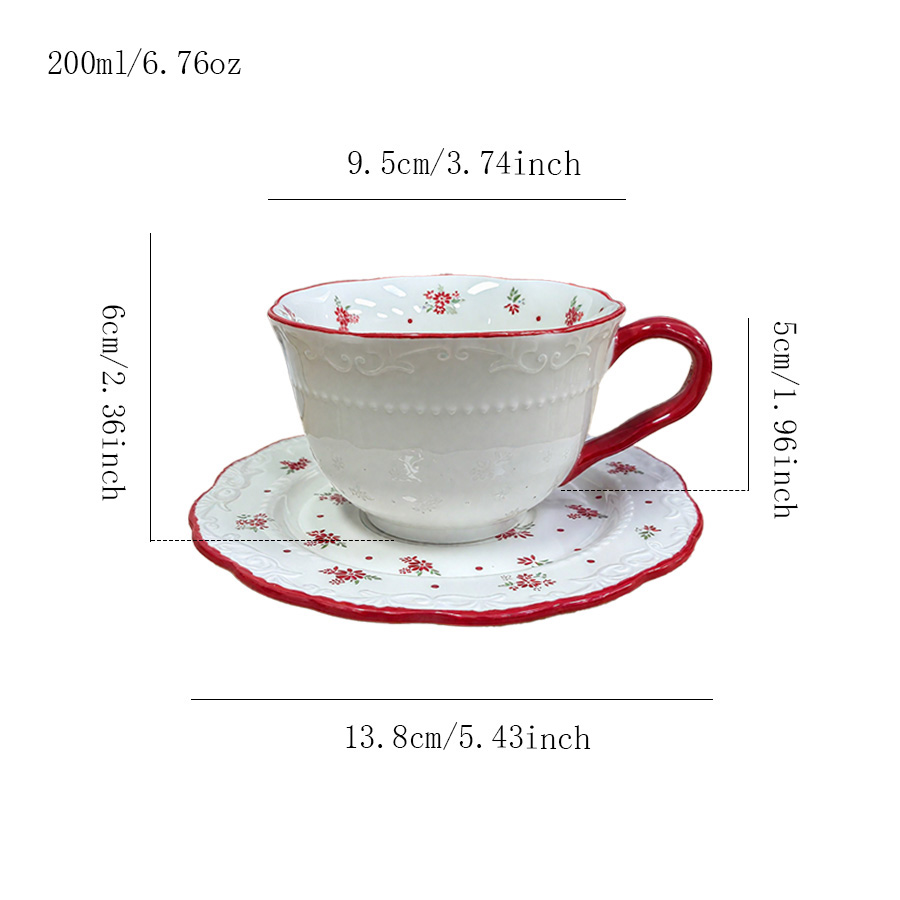 陶瓷杯蝶茶杯咖啡杯牛奶杯套装一家大容量早餐专用四口日式亲子茶水燕麦羊脂玉印花马卡龙情侣简约ins风无盖陶瓷带手柄高温礼品