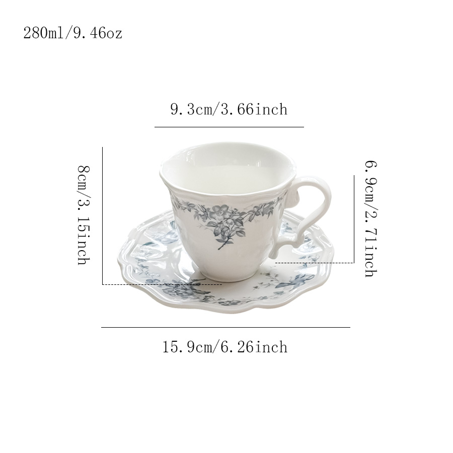 陶瓷杯蝶茶杯马克杯牛奶杯LOGO北欧风景德镇家用骨瓷ins风个人素烧繁花设计感微波炉三口羊脂玉带盖伴手礼热饮酒店简约一家