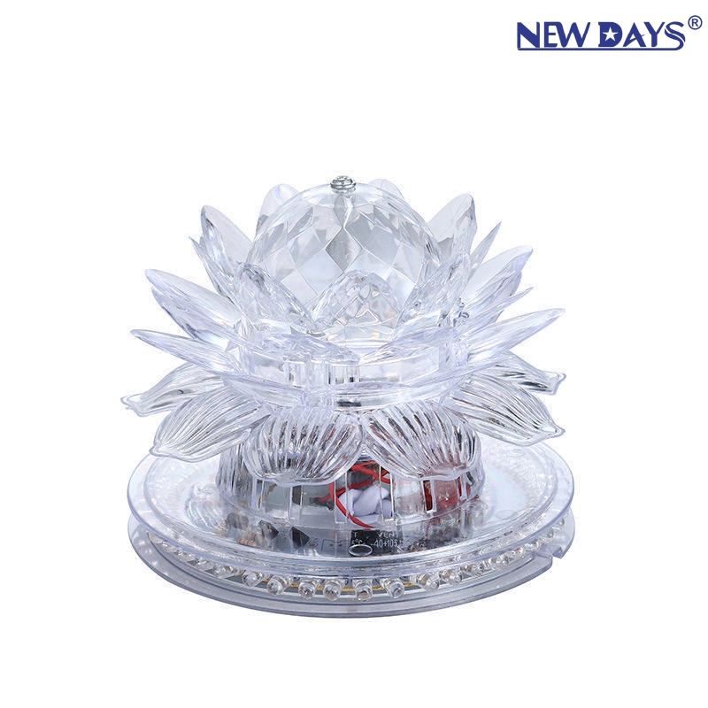NEWDAYS marca crossover nuevo LED pequeño sol colorido auto rotación lotus luz, flash luz de atmósfera cambio de color luz de escenario, fiesta láser cristal bola mágica luz Item Picture
