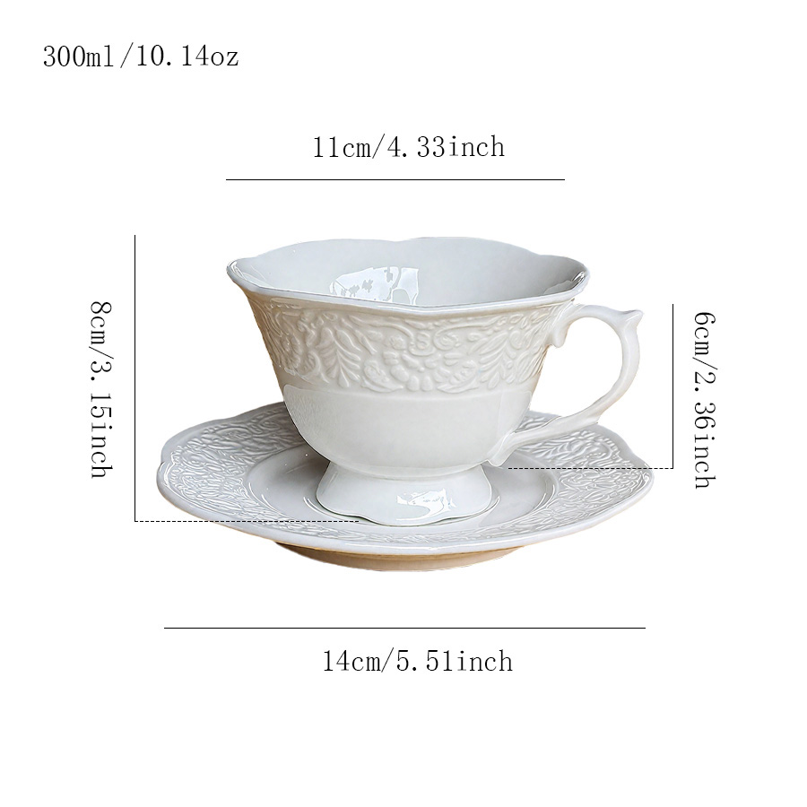 陶瓷杯蝶茶杯咖啡杯套装马克杯牛奶女马卡龙早餐带盖四口小众轻奢釉上彩纯白色三口釉下彩公司景德镇高温礼品羊脂玉繁花手工防尘