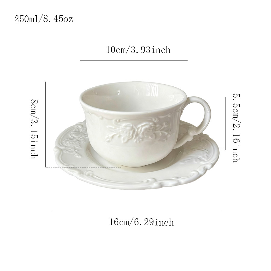 陶瓷杯蝶水杯牛奶杯茶杯套装设计感家居亲子宾馆个人釉上彩女茶水喝水景德镇微波炉创意麦片怀旧ins风简约专用色釉繁花日式礼品