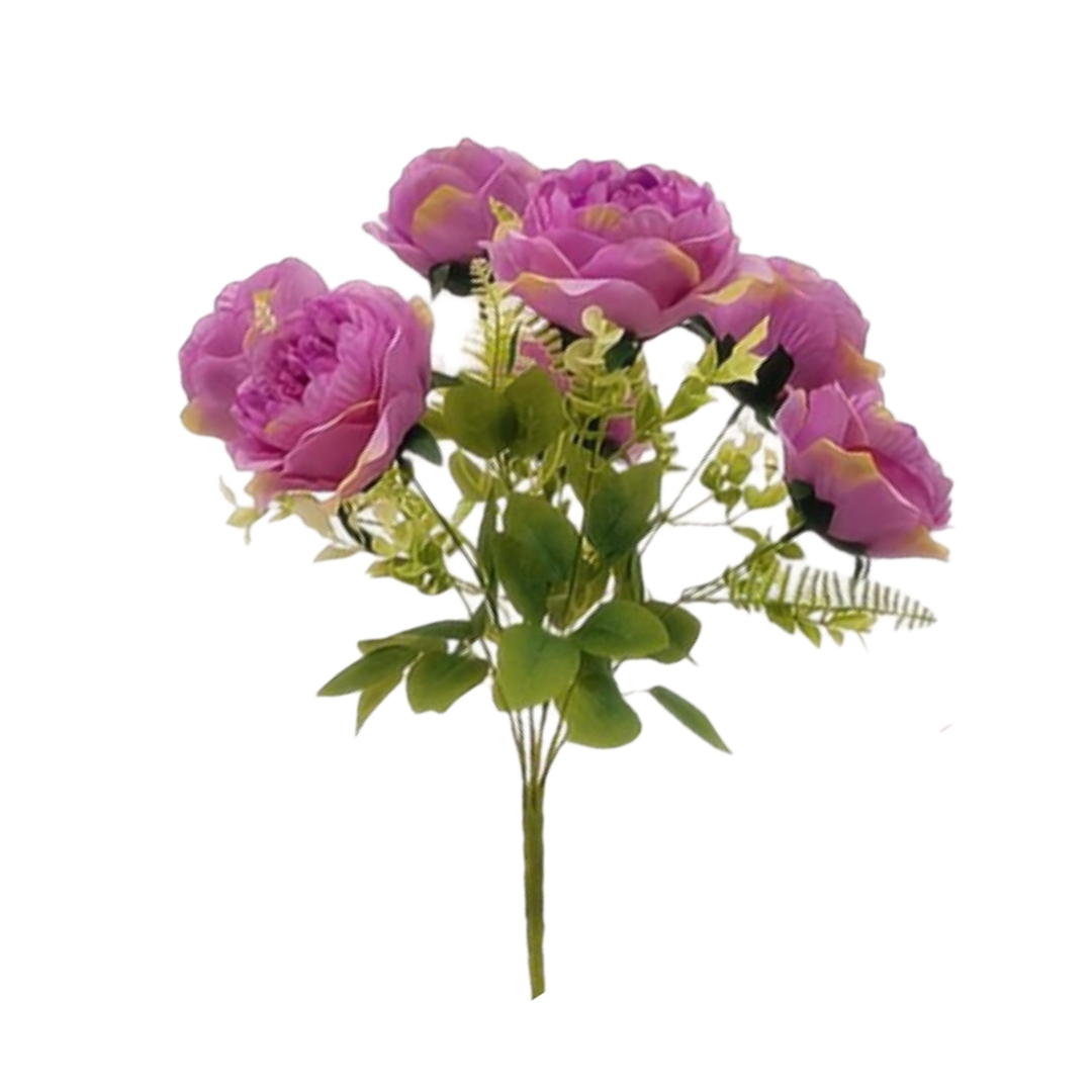 Simulated flower multi-color golden thread peony bouquet, simulated flower anti-realistic flower arrangement, flower crochet, simulated flower bouquet 7-head set Item Picture