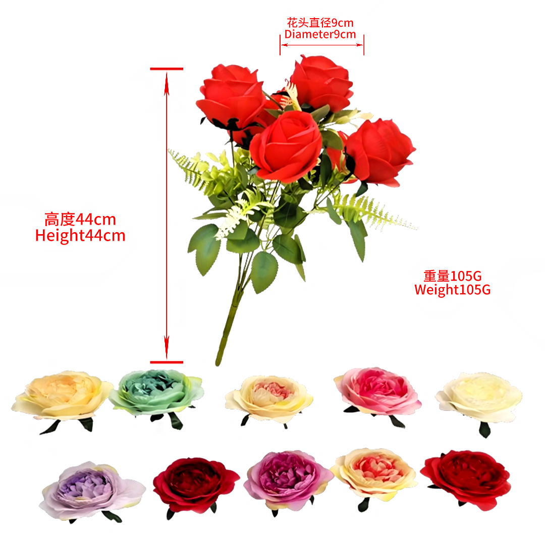Artificial rose bouquets, realistic flower arrangements, plant walls, waterfalls, wedding decorations, and multi-color artificial floral artworks details Picture