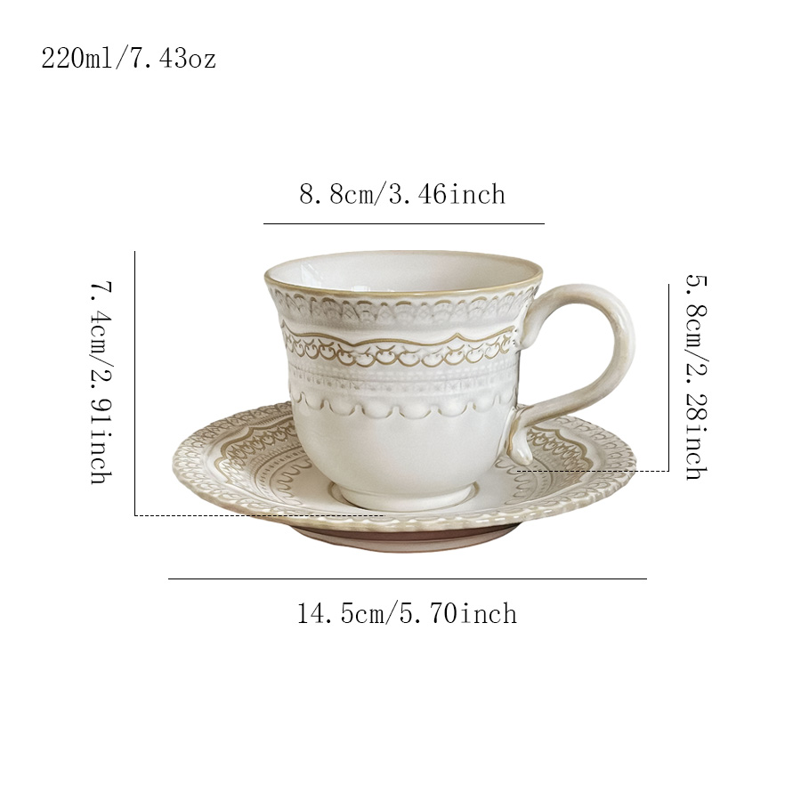 陶瓷杯蝶马克杯茶杯牛奶杯水杯怀旧北欧风印花景德镇早餐专用带盖素烧礼品带手柄刻花浮雕LOGO手工高温陶瓷情侣繁花高颜值酒店