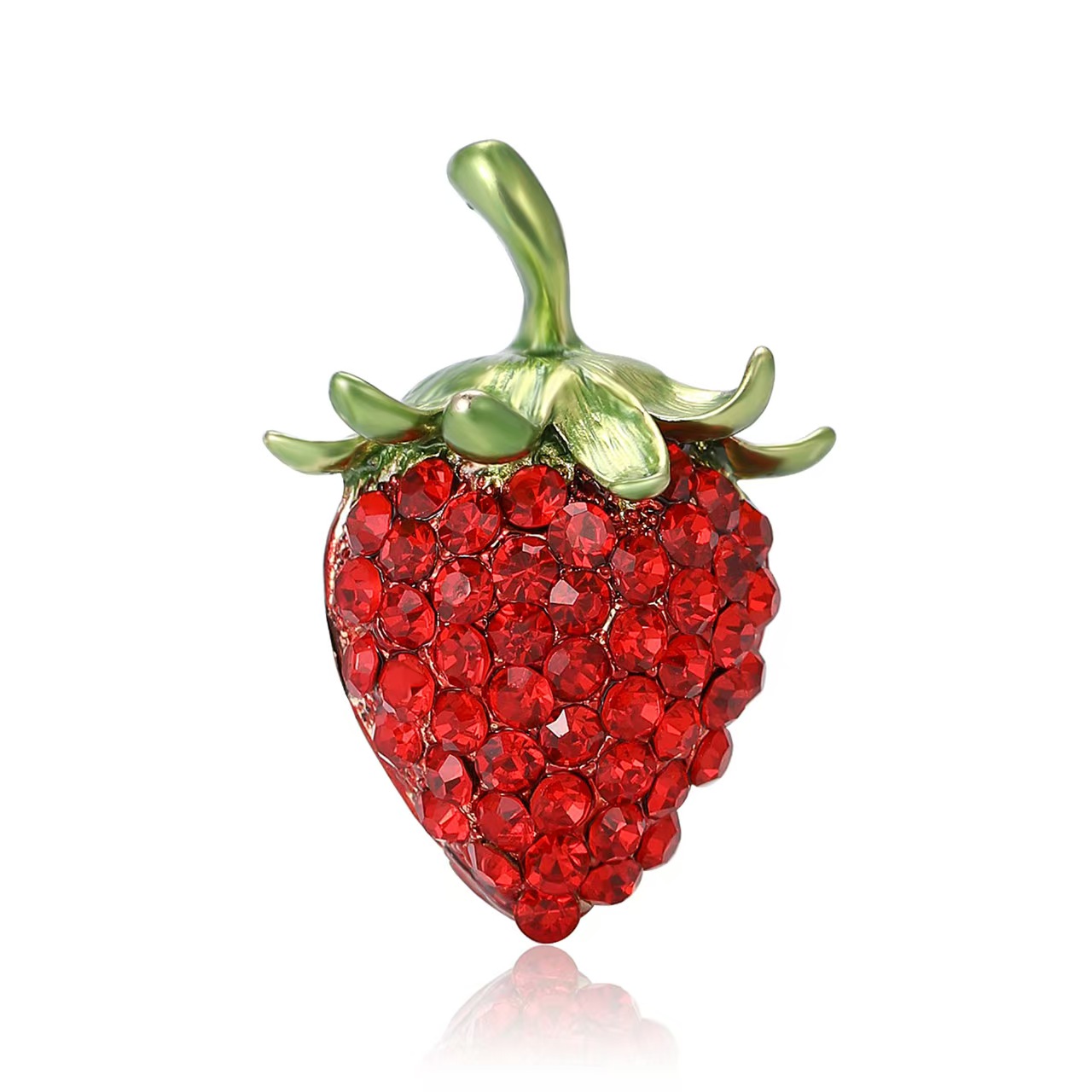 New creative and fashionable alloy rhinestone strawberry brooch, exquisite and versatile women's suit cardigan brooch accessory details Picture