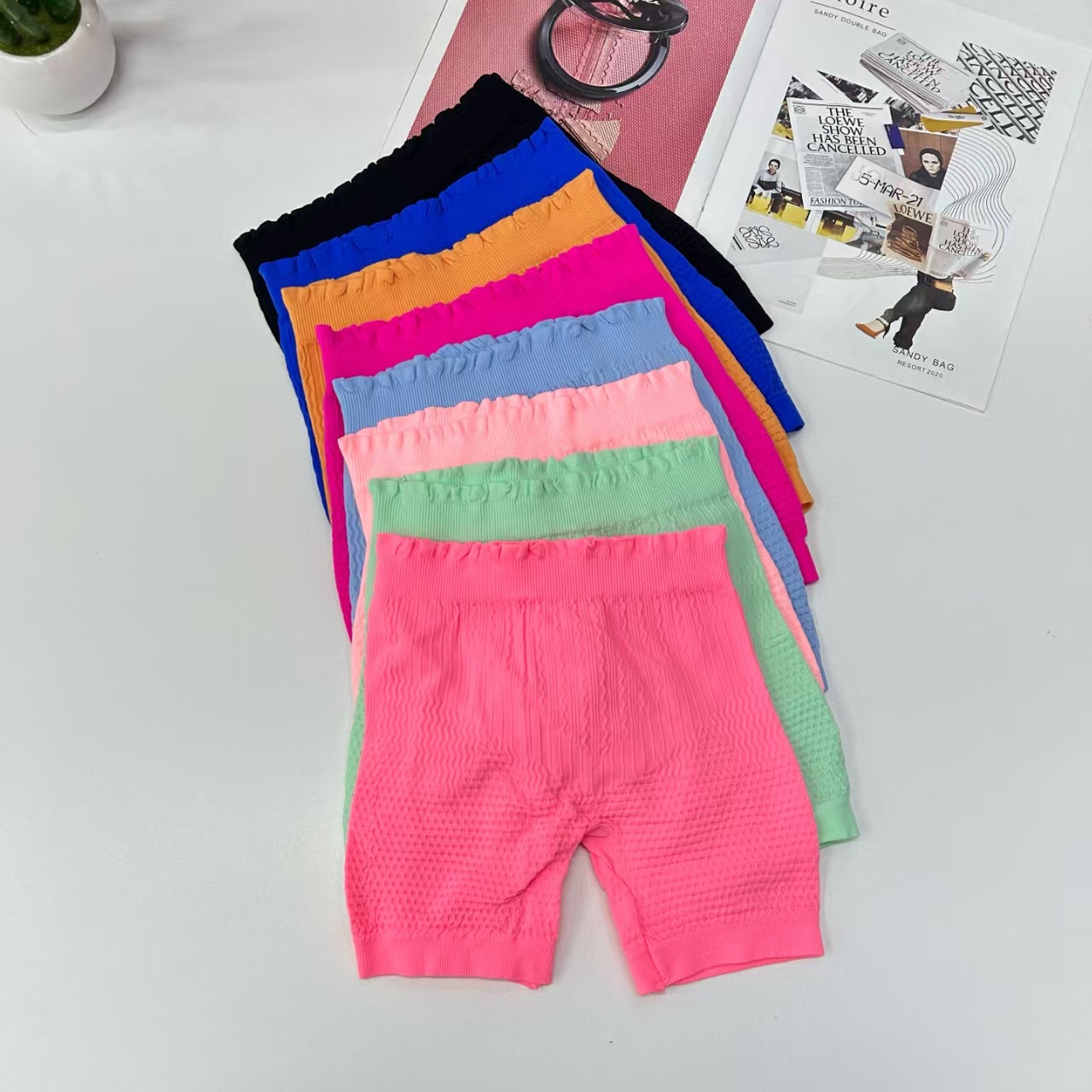 059# Children's hip-lifting leggings, Black fungus lace children's leggings, vertical stripe waistband elastic top leggings, children's underwear QNI Item Picture