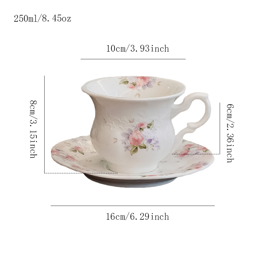 陶瓷杯蝶茶杯马克杯套装咖啡杯泡茶ins风家居带手柄活动热饮宾馆儿童素烧微波炉纯白色景德镇可定制女设计感LOGO酒店情侣