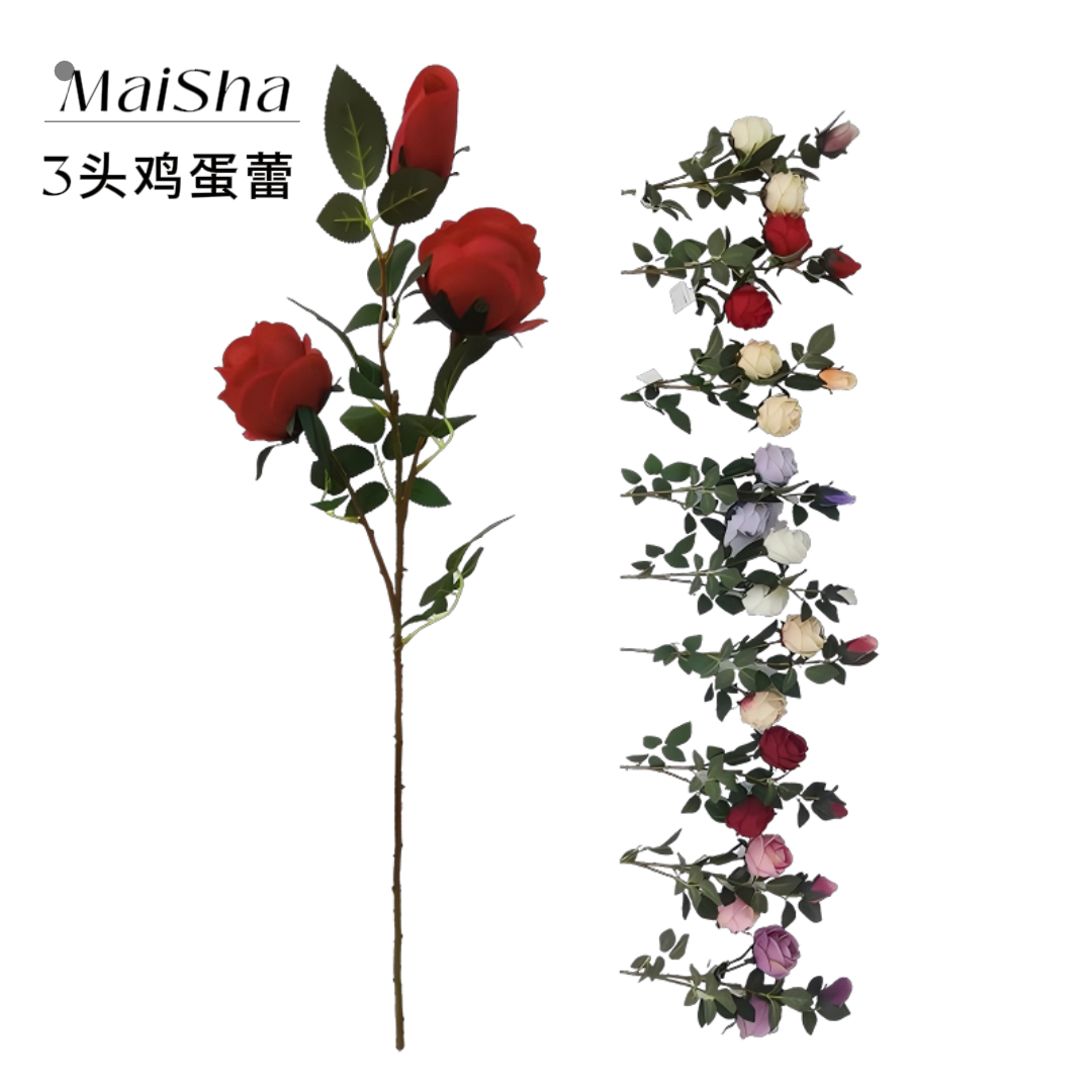 Three egg bud simulation flower bouquets, realistic flower arrangement decoration, flower weaving simulation flowers