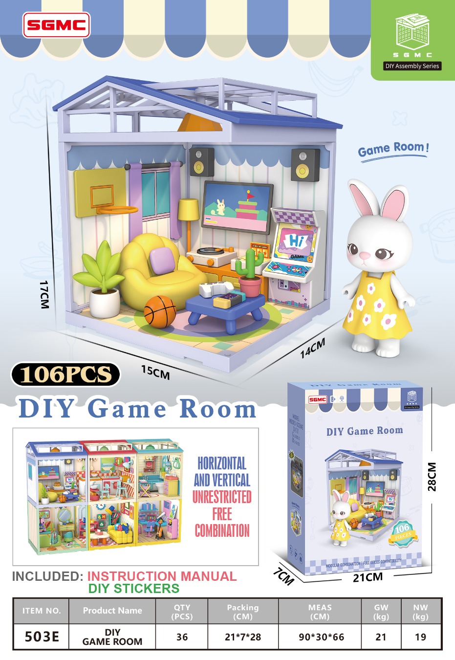 TK84693 Micro-Scene E-sports Room 106 PCS (including DIY stickers with Instruction manual) details Picture