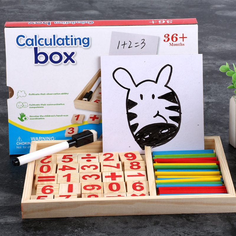 Children's arithmetic wooden number sticks, kindergarten and primary school mathematics teaching, early education fun numbers