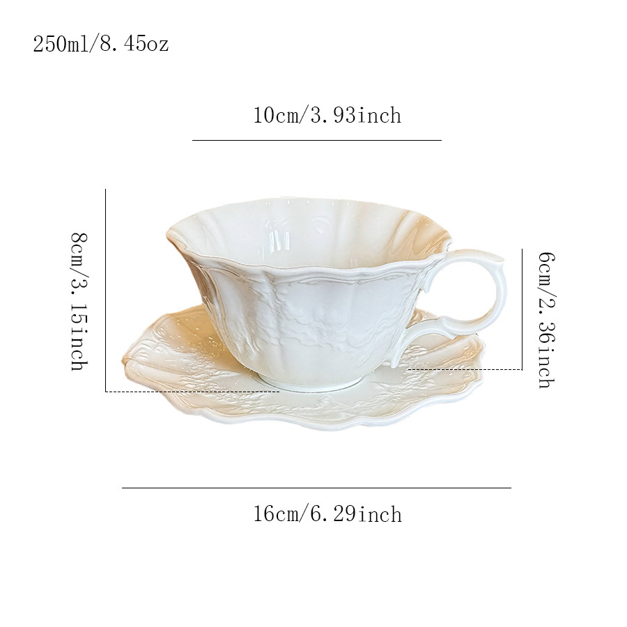 陶瓷杯蝶牛奶杯咖啡杯茶杯马克杯可爱冷饮复古民宿大容量亲子釉上彩可定制刻花纯白色骨瓷花卉设计感茶水个人无盖哑光北欧风礼品