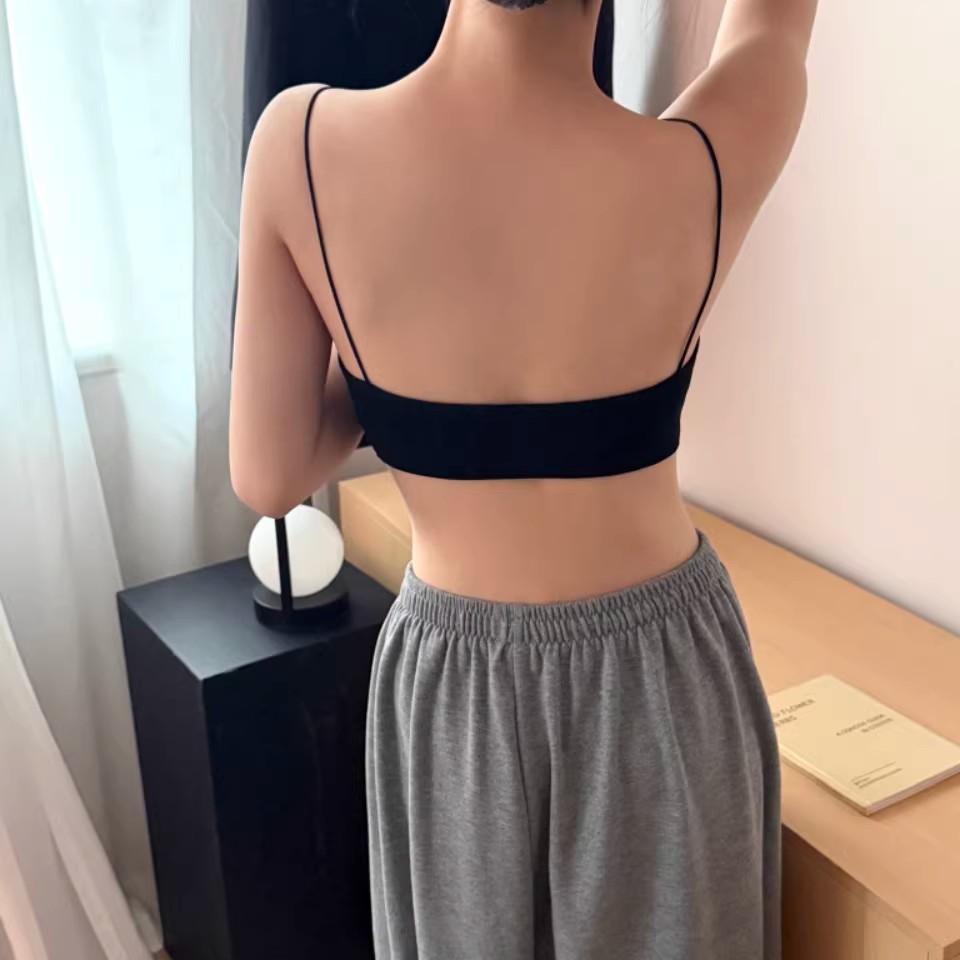 A new summer sexy lace-trimmed strappy top for women with a slimming back and a fixed chest cushion Item Picture