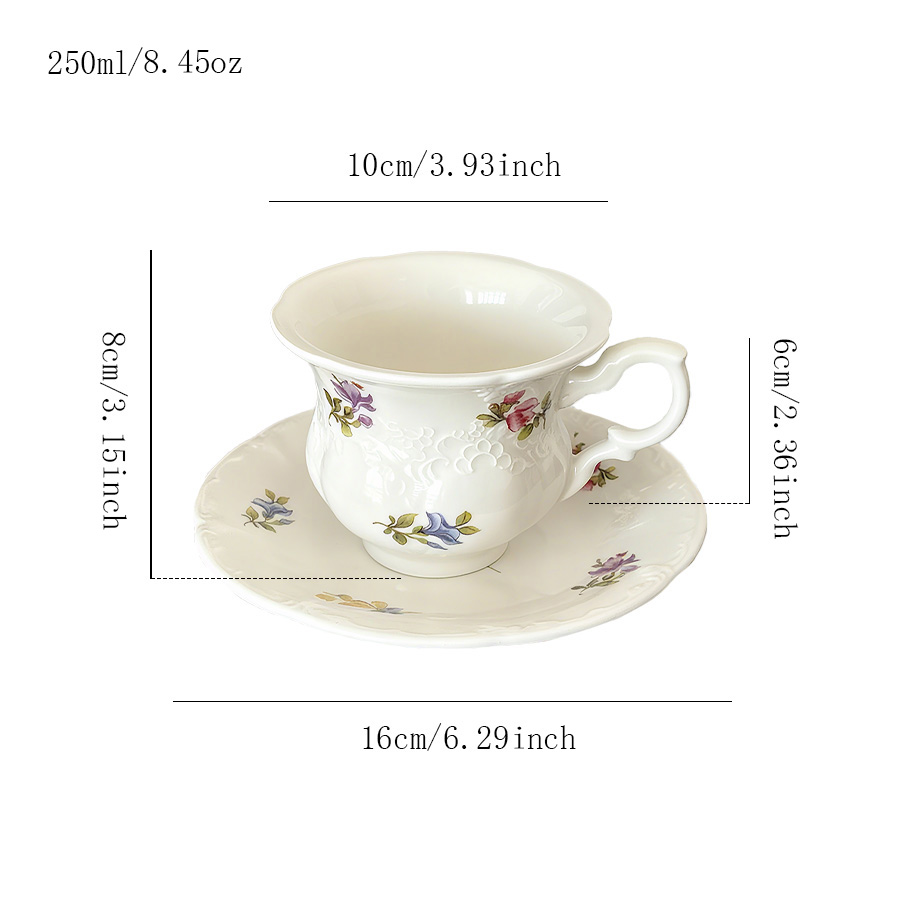 陶瓷杯蝶茶杯马克杯咖啡杯简约早餐专用冷饮陶瓷高温印花景德镇茶水办公室个人北欧风羊脂玉怀旧复古家用可爱牛奶纯白色无盖热饮女