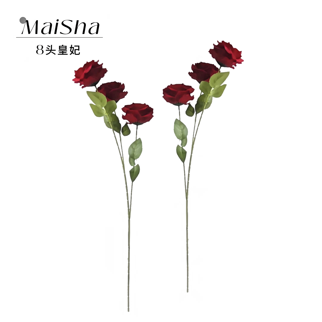 红色玫瑰花束搭配荔支玫瑰防真插花仿真植物仿真花装饰