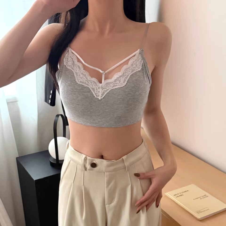 A new summer sexy lace-trimmed strappy top for women with a slimming back and a fixed chest cushion Specification image
